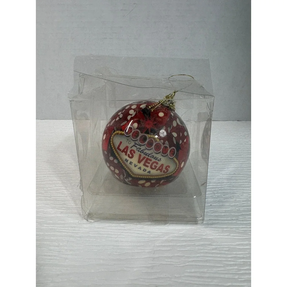Welcome to Fabulous Las Vegas Nevada Christmas Ornament Red Dice 3